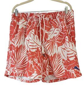 Tommy Bahama Relax Swim Shorts Orange Tropical Palm Print Mens